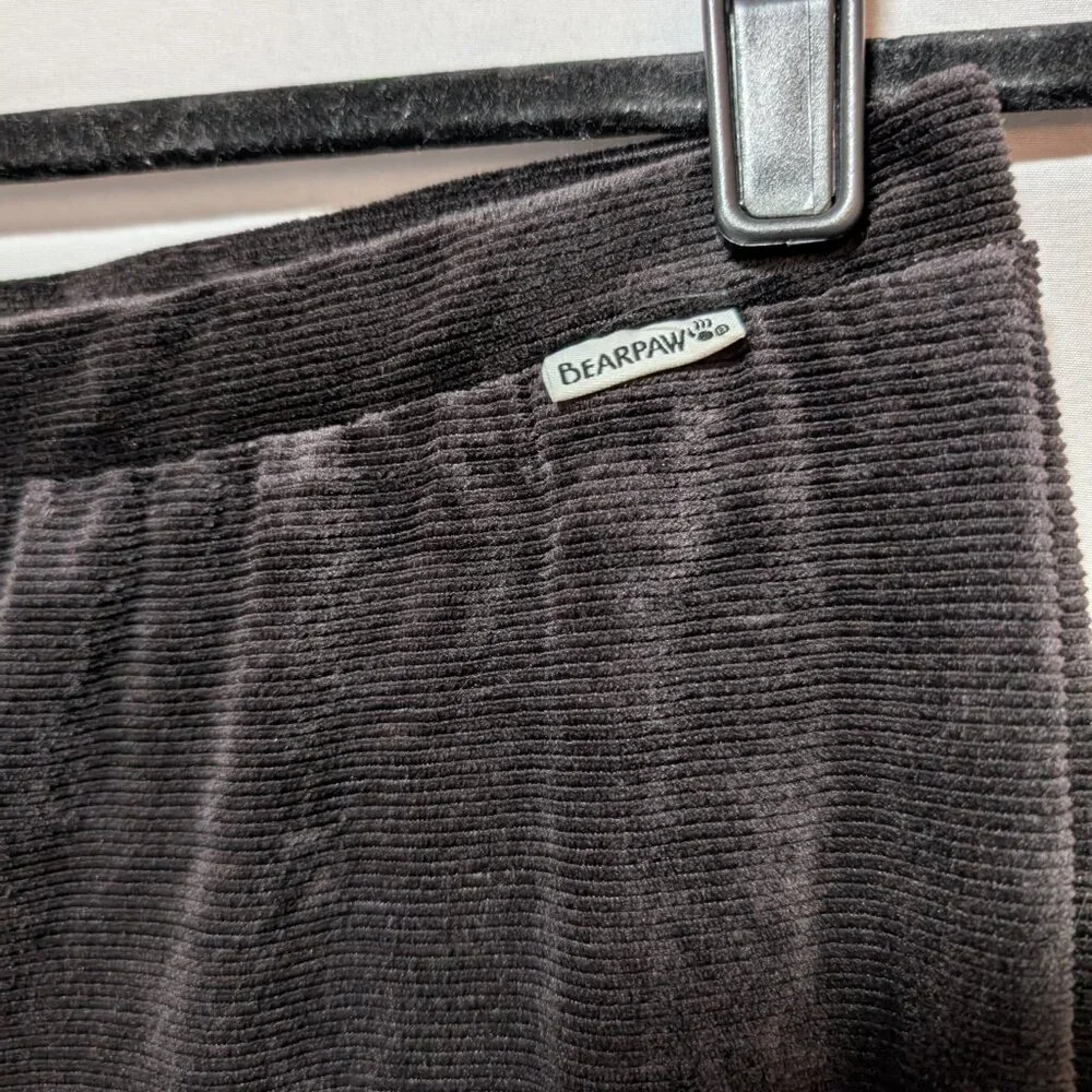 BearPaw‎ Black Velour Corduroy Slim Ankle Lounge Stretch Pants Women's Medium
